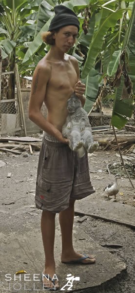 Terrence and a rabbit bred for the pot 2008.jpg - 